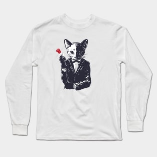 mafia cat character Long Sleeve T-Shirt